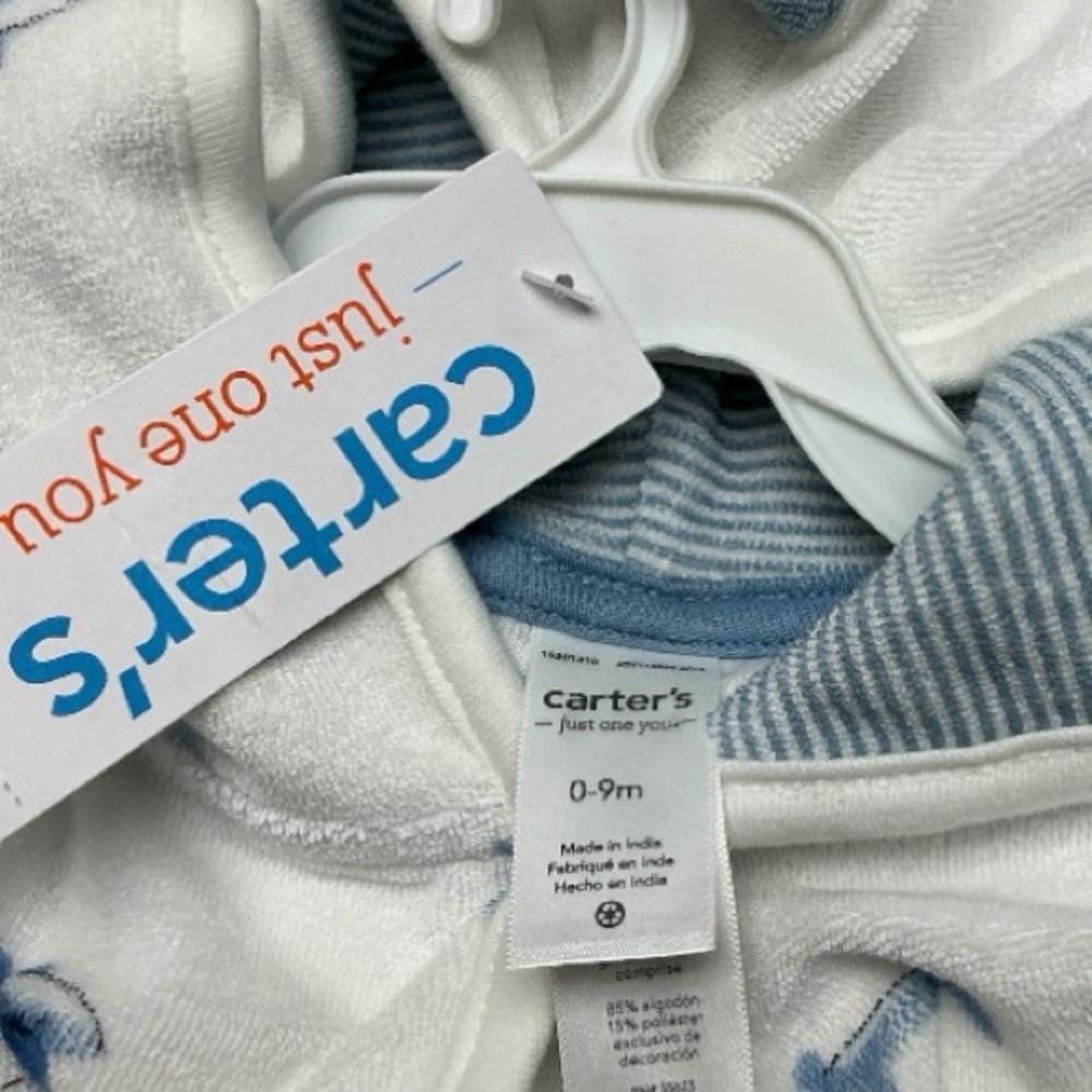 Carter's - NWT - White Robe with Blue Shark Pattern - Picture 2 of 3